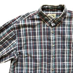 VTG EDDIE BAUER 100% Cotton Long Sleeve Button Down Plaid Shirt  MEN'S XL TALL